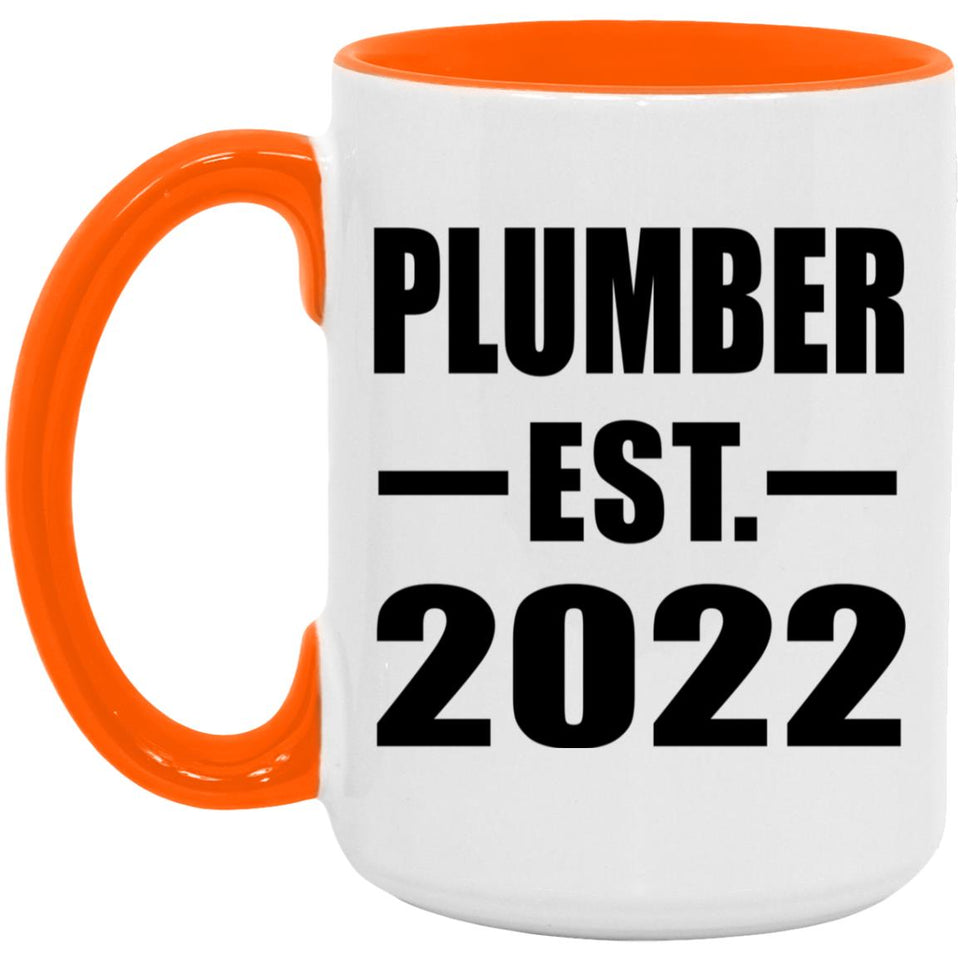 Plumber Established EST. 2022 - 15oz Accent Mug Orange