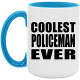 Coolest Policeman Ever - 15oz Accent Mug Blue