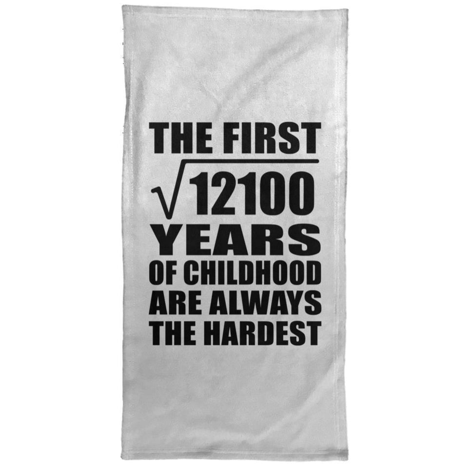 110th Birthday Square Root of 12100 Years of Childhood - Hand Towel