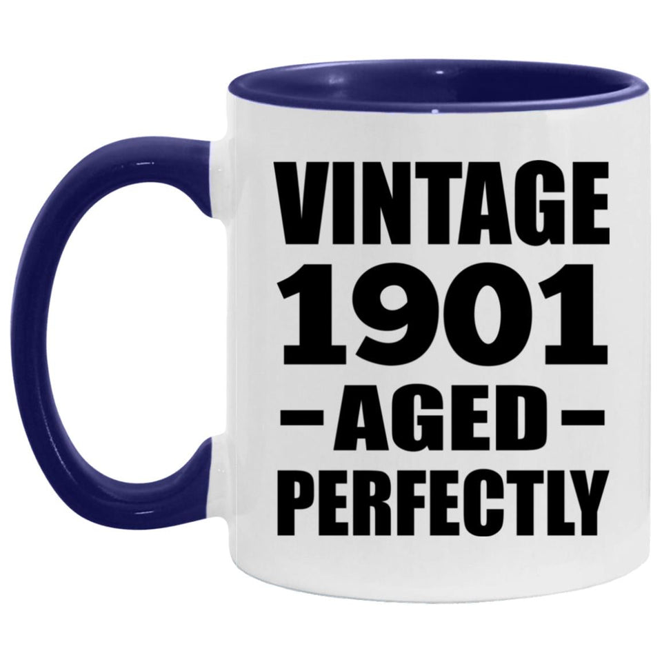 123rd Birthday Vintage 1901 Aged Perfectly - 11oz Accent Mug Purple