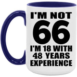 66th Birthday I'm Not 66 I'm 18 With 48 Years Experience - 15oz Accent Mug Purple