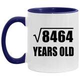 92nd Birthday Square Root of 8464 Years Old - 11oz Accent Mug Purple