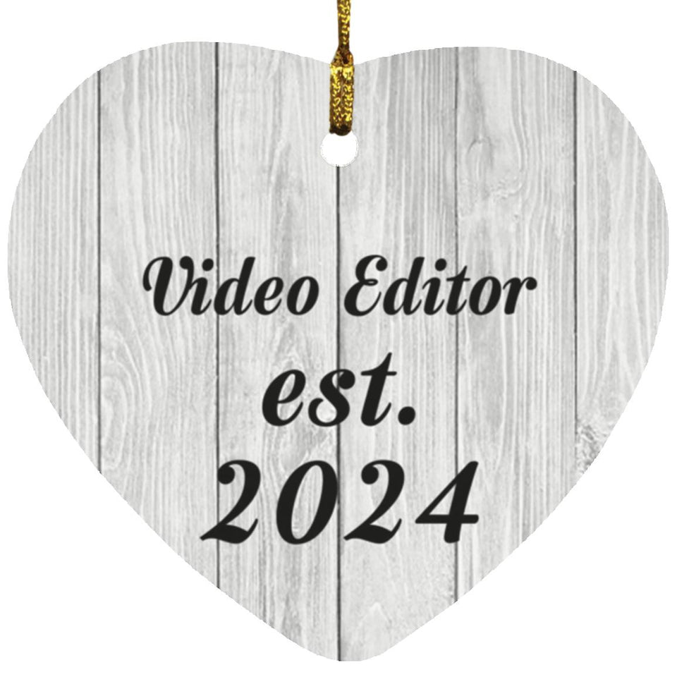 Video Editor Established Est. 2024 - Heart Ornament F