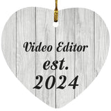 Video Editor Established Est. 2024 - Heart Ornament F