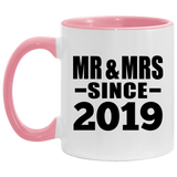 5th Anniversary Mr & Mrs Since 2019 - 11oz Accent Mug Pink