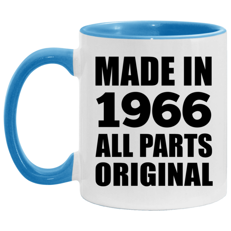 58th Birthday Made in 1966 All Parts Original - 11oz Accent Mug Blue