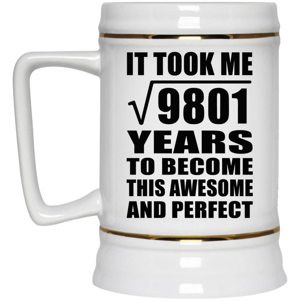99th Birthday Took Square Root of 9801 Years To Awesome - Beer Stein