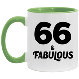 66th Birthday 66 & Fabulous - 11oz Accent Mug Green
