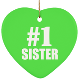 Number One #1 Sister - Heart Ornament