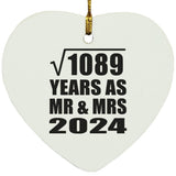 33rd Anniversary Square Root of 1089 Years As Mr & Mrs 2024 - Heart Ornament