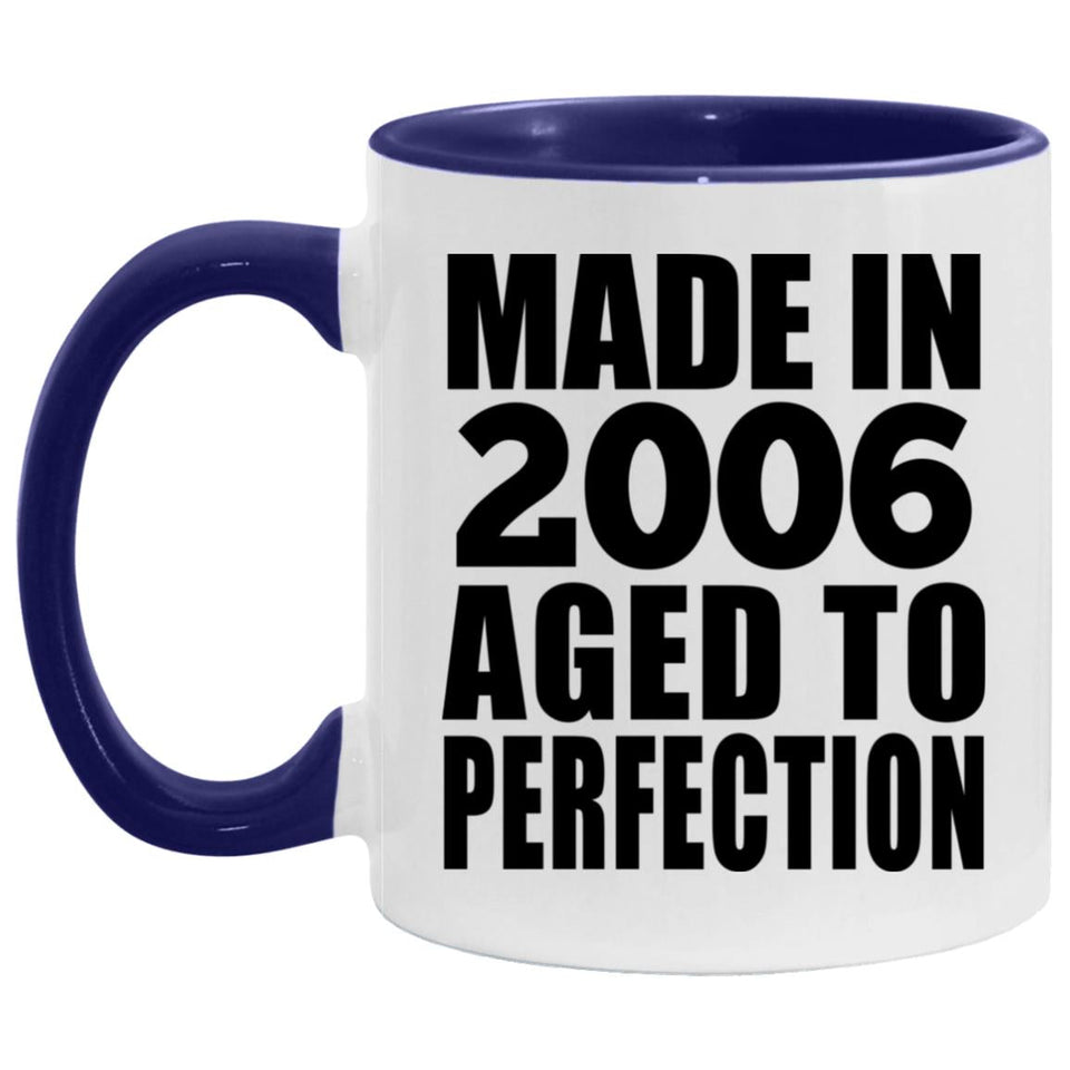 18th Birthday Made In 2006 Aged to Perfection - 11oz Accent Mug Purple