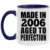 18th Birthday Made In 2006 Aged to Perfection - 11oz Accent Mug Purple