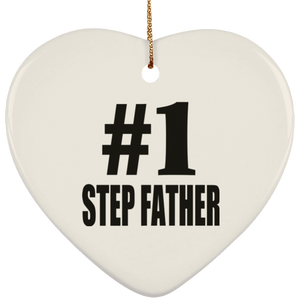 Number One #1 Step Father - Heart Ornament