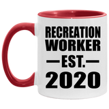 Recreation Worker Established EST. 2020 - 11oz Accent Mug Red