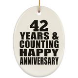 Happy 42nd Anniversary 42 Years & Counting - Oval Ornament