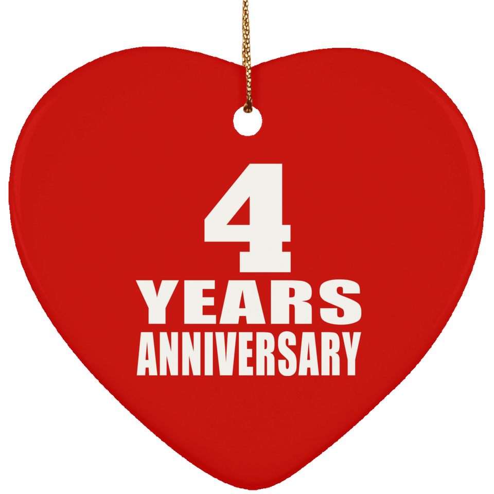4th Anniversary 4 Years - Heart Ornament