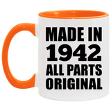82nd Birthday Made in 1942 All Parts Original - 11oz Accent Mug Orange