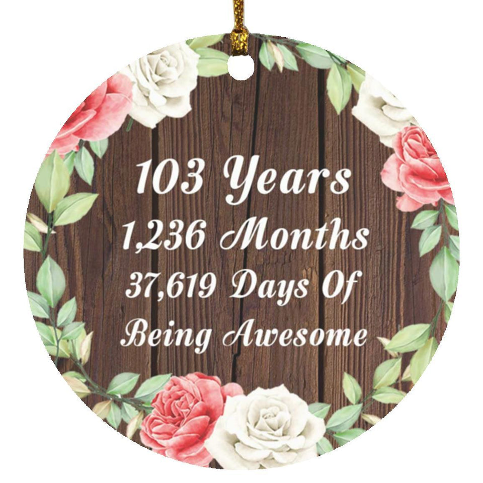103rd Birthday 103 Years 1,236 Months 37,619 Days Of Awesome - Circle Ornament A