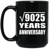 95th Anniversary Square Root of 9025 Years Anniversary - 15oz Coffee Mug Black