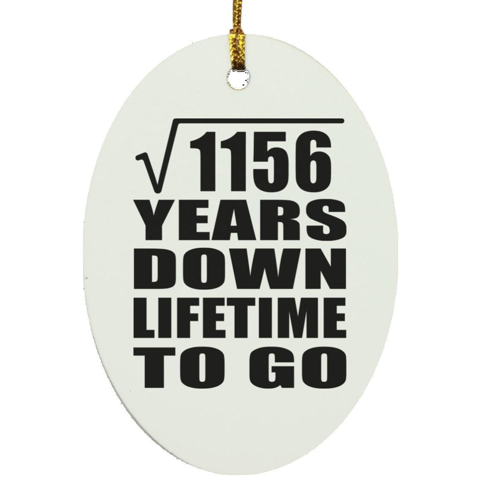34th Anniversary Square Root of 1156 Years Lifetime To Go - Oval Ornament