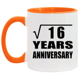 4th Anniversary Square Root of 16 Years Anniversary - 11oz Accent Mug Orange