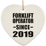 Forklift Operator Since 2019 - Heart Ornament