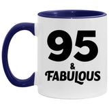 95th Birthday 95 & Fabulous - 11oz Accent Mug Purple