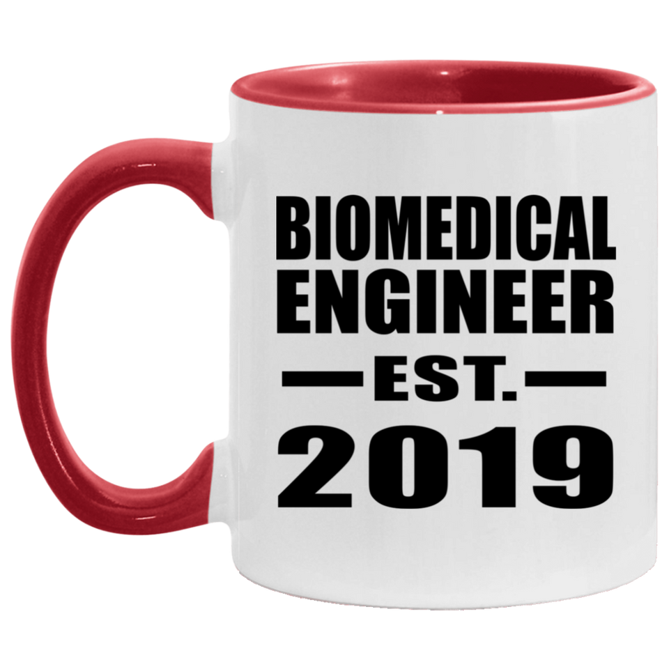 Biomedical Engineer Established EST. 2019 - 11oz Accent Mug Red