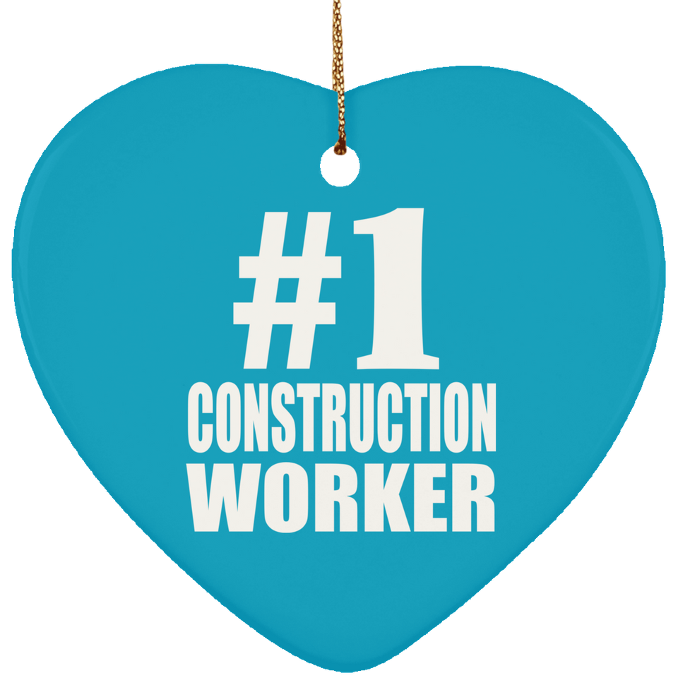 Number One #1 Construction Worker - Heart Ornament