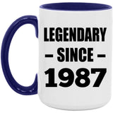 37th Birthday Legendary Since 1987 - 15oz Accent Mug Purple