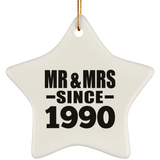 34th Anniversary Mr & Mrs Since 1990 - Star Ornament