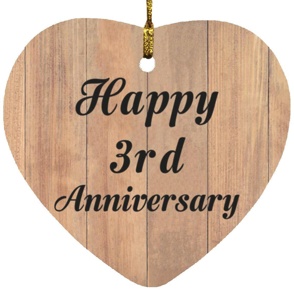 Happy 3rd Anniversary - Heart Ornament C