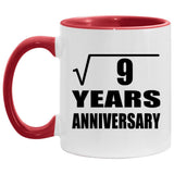 3rd Anniversary Square Root of 9 Years Anniversary - 11oz Accent Mug Red