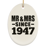 77th Anniversary Mr & Mrs Since 1947 - Oval Ornament