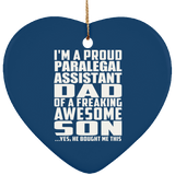 Proud Paralegal Assistant Dad Of Awesome Son - Heart Ornament