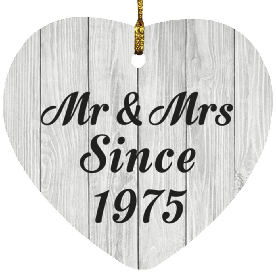 49th Anniversary Mr & Mrs Since 1975 - Heart Ornament F