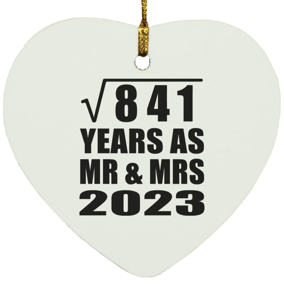 29th Anniversary Square Root of 841 Years As Mr & Mrs 2023 - Heart Ornament