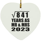 29th Anniversary Square Root of 841 Years As Mr & Mrs 2023 - Heart Ornament