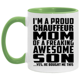 Proud Chauffeur Mom Of Awesome Son - 11oz Accent Mug Green