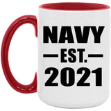 Navy Established EST. 2021 - 15oz Accent Mug Red