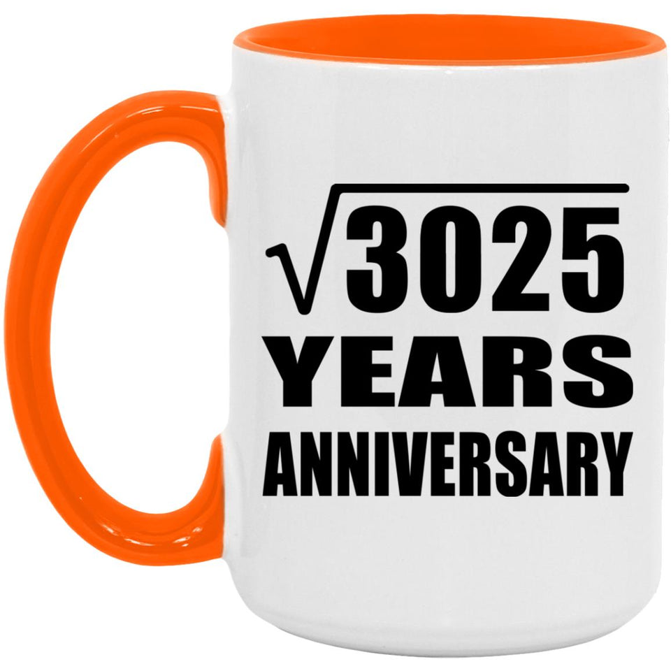 55th Anniversary Square Root of 3025 Years Anniversary - 15oz Accent Mug Orange