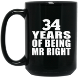 34th Anniversary 34 Years Of Being Mr Right - 15 Oz Coffee Mug Black