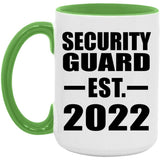 Security Guard Established EST. 2022 - 15oz Accent Mug Green