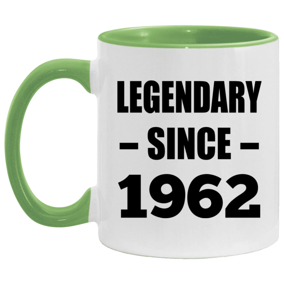62nd Birthday Legendary Since 1962 - 11oz Accent Mug Green
