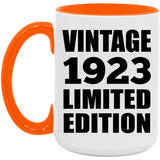 101st Birthday Vintage 1923 Limited Edition - 15oz Accent Mug Orange