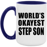World's Okayest Step Son - 15oz Accent Mug Purple