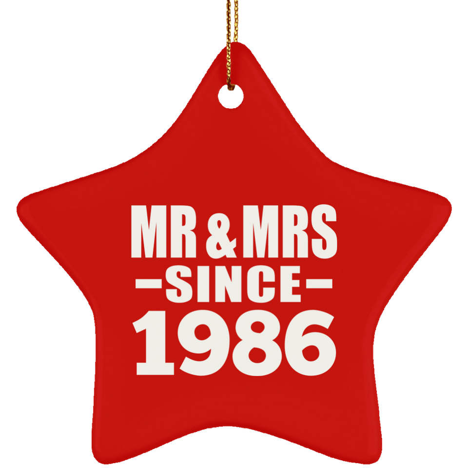 38th Anniversary Mr & Mrs Since 1986 - Star Ornament