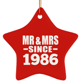 38th Anniversary Mr & Mrs Since 1986 - Star Ornament