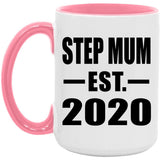 Step Mum Established EST. 2020 - 15oz Accent Mug Pink