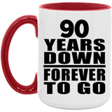 90th Anniversary 90 Years Down Forever to Go - 15oz Accent Mug Red